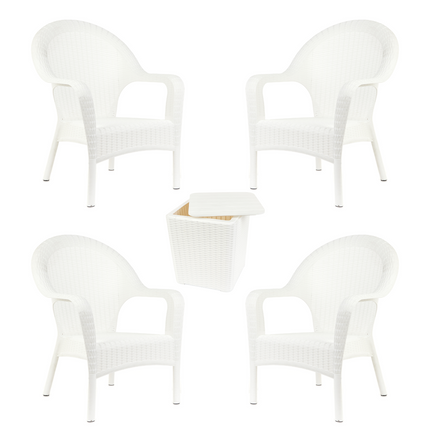 Kit 4 Poltronas de Jardim Rattan Qatar + Mesa Capri