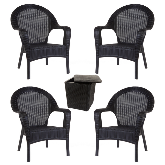 Kit 4 Poltronas de Jardim Rattan Qatar + Mesa Capri
