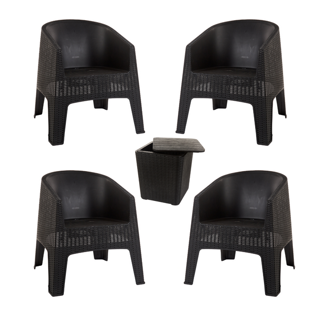 Kit 4 Poltronas de Piscina e Jardim Rattan Ibiza + Mesa Capri