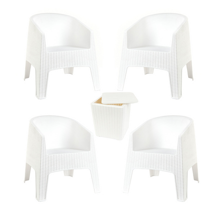 Kit 4 Poltronas de Piscina e Jardim Rattan Ibiza + Mesa Capri