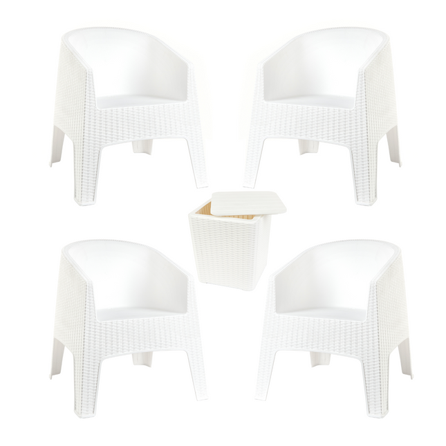 Kit 4 Poltronas de Piscina e Jardim Rattan Ibiza + Mesa Capri