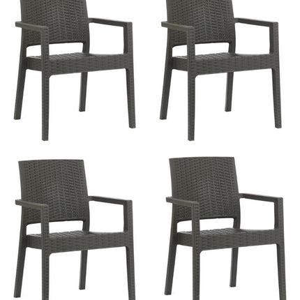 Kit 4 Poltronas Milano Vime Rattan Sintetico S jantar E Jardim
