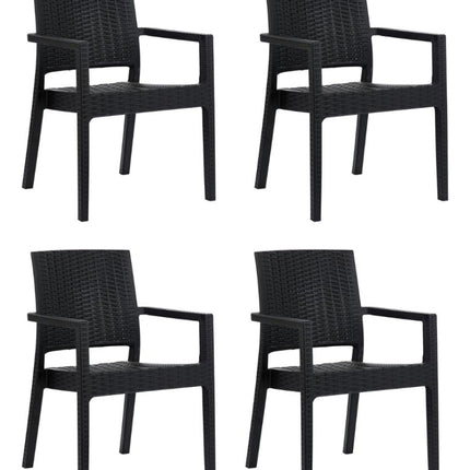 Kit 4 Poltronas Milano Vime Rattan Sintetico S jantar E Jardim