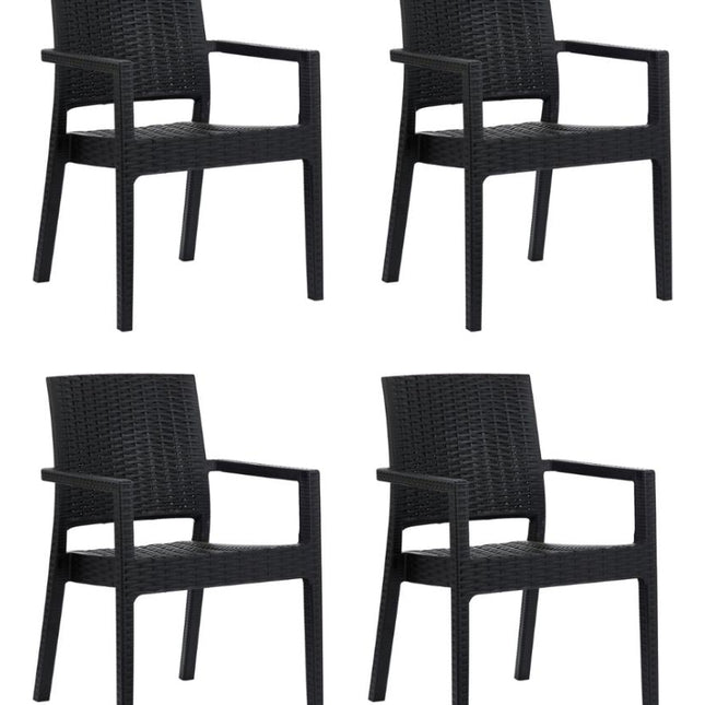 Kit 4 Poltronas Milano Vime Rattan Sintetico S jantar E Jardim