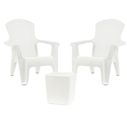 Kit 2 Poltronas de Jardim Rattan Roma + Mesa Capri