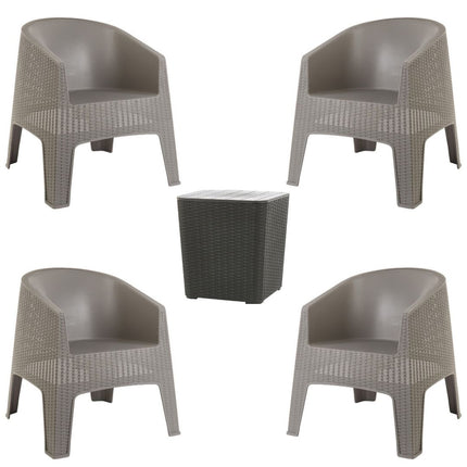 Kit 4 Poltronas de Piscina e Jardim Rattan Ibiza + Mesa Capri