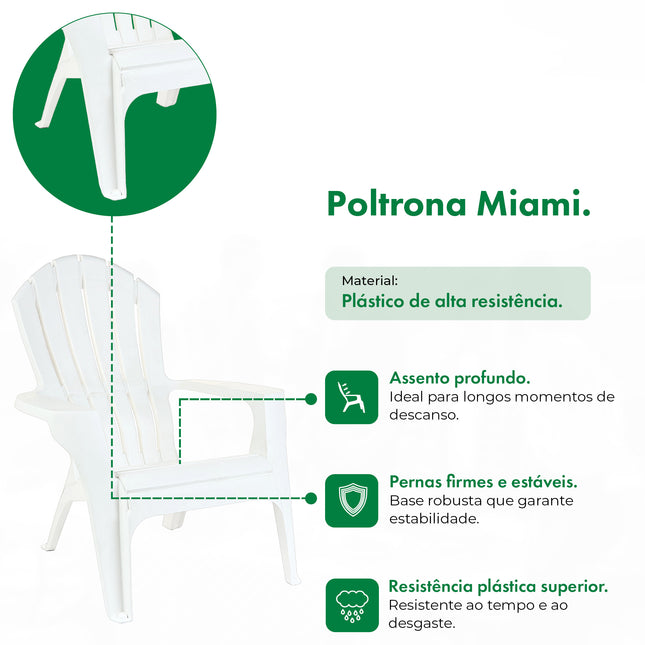 Kit 4 Poltronas Miami + Mesa Puket