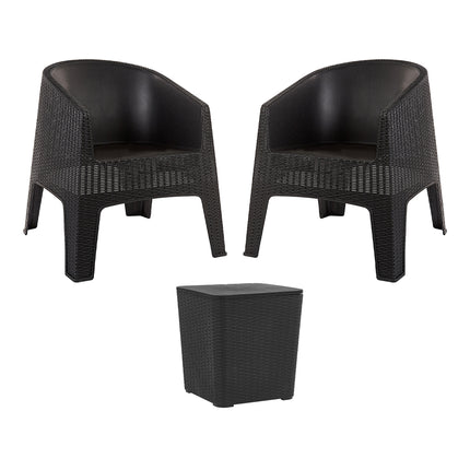 Conjunto 2 Poltronas Rattan Ibiza + Mesa Capri