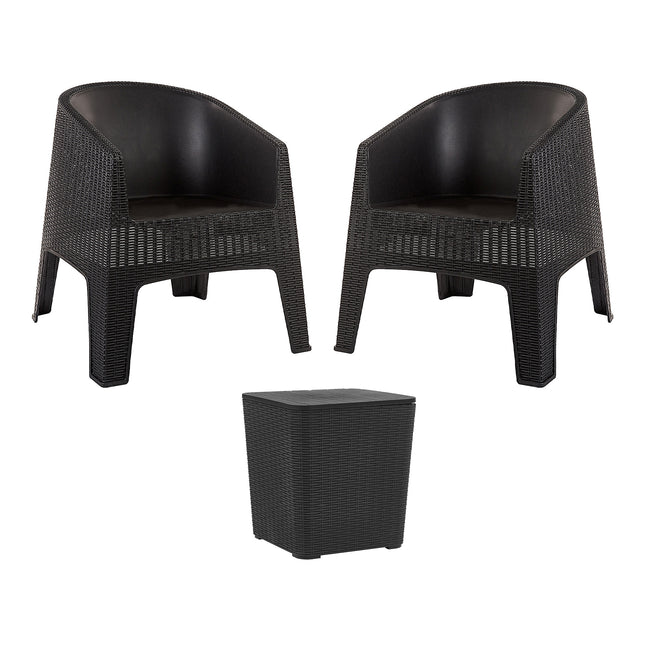 Conjunto 2 Poltronas Rattan Ibiza + Mesa Capri