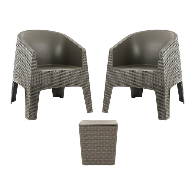 Conjunto 2 Poltronas Rattan Ibiza + Mesa Capri