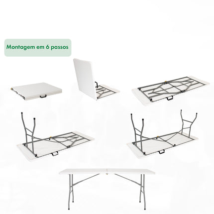 Mesa Dobrável Vira Maleta Portátil 1,80m Camping Premium