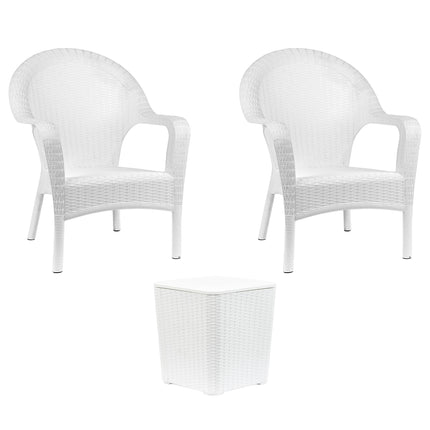Kit 2 Poltronas de Jardim Rattan Qatar + Mesa Capri