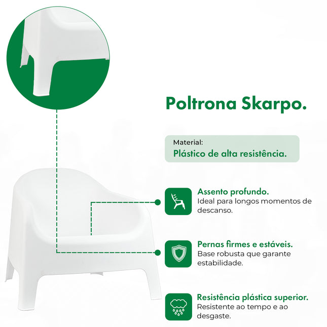 Kit 4 Poltronas Skarpo + Mesa Puket