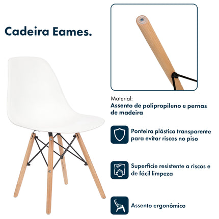 Cadeira Charles Eames com Pés de Madeira