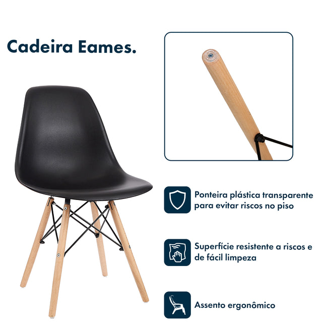 Cadeira Charles Eames com Pés de Madeira