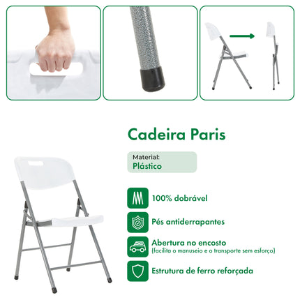 Kit 6 Cadeiras Paris Dobráveis Branca