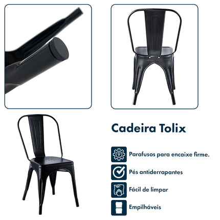 Kit 6 Cadeiras de Design Linha Tolix Metal