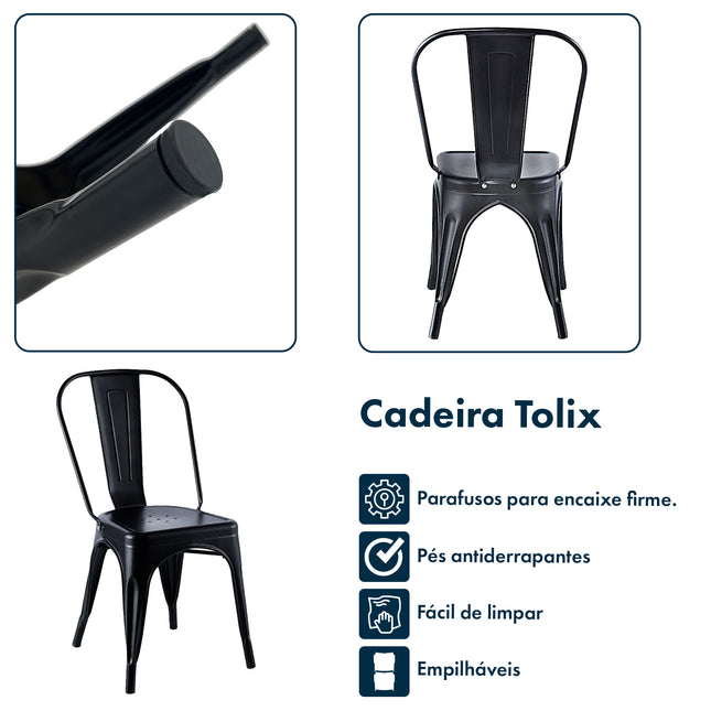 Kit 6 Cadeiras de Design Linha Tolix Metal