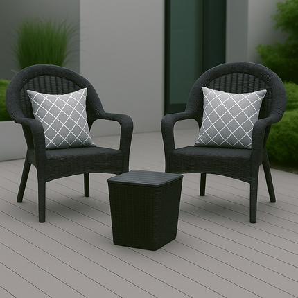 Kit 2 Poltronas de Jardim Rattan Qatar + Mesa Capri
