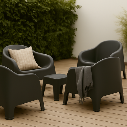 Kit 4 Poltronas Skarpo + Mesa Sunset