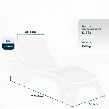 Espreguiçadeira Dubai Premium Fibra Reclinável Praia Piscina