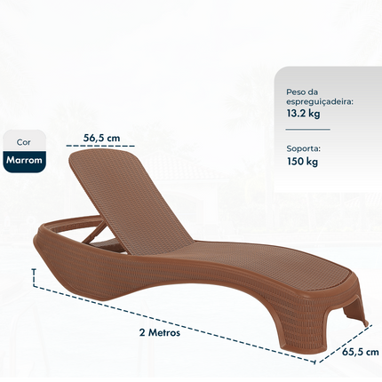Espreguiçadeira Dubai Premium Fibra Reclinável Praia Piscina