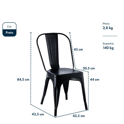 Kit 6 Cadeiras de Design Linha Tolix Metal