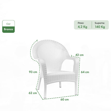 Kit 2 Poltronas de Jardim Rattan Qatar + Mesa Capri