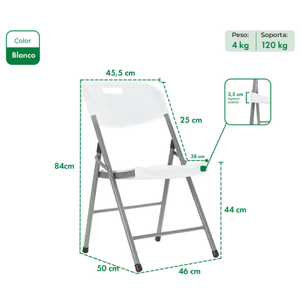 Kit 4 Cadeiras Paris Dobráveis Branca