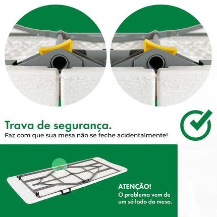 Mesa Dobrável Vira Maleta Portátil 1,80m Camping Premium