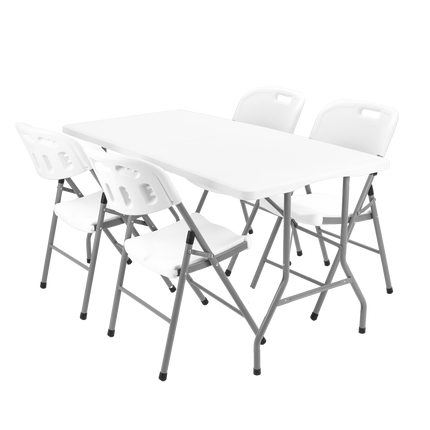 Mesa Picnic Dobrável Portátil Vira Maleta Com Alça 1,80m + 4 Cadeiras Paris Dobrável