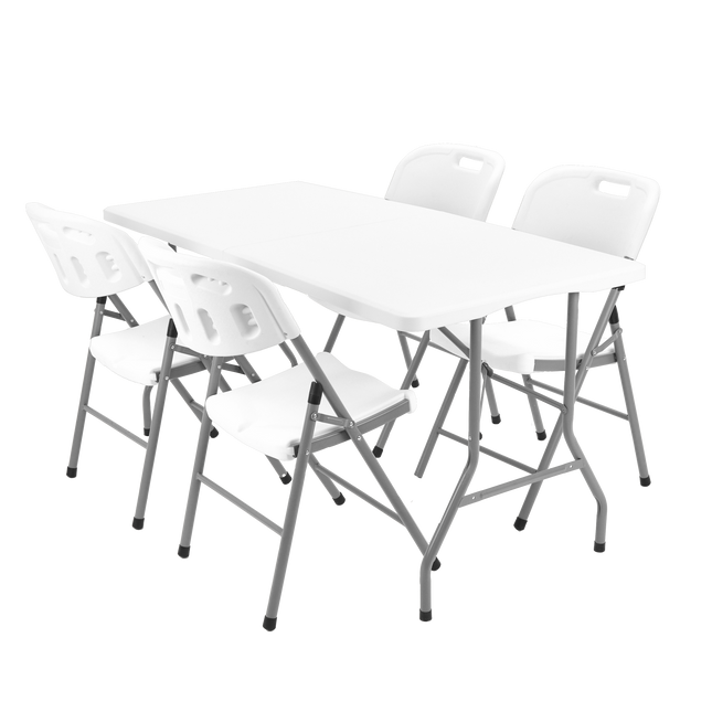 Mesa Picnic Dobrável Portátil Vira Maleta Com Alça 1,80m + 4 Cadeiras Paris Dobrável