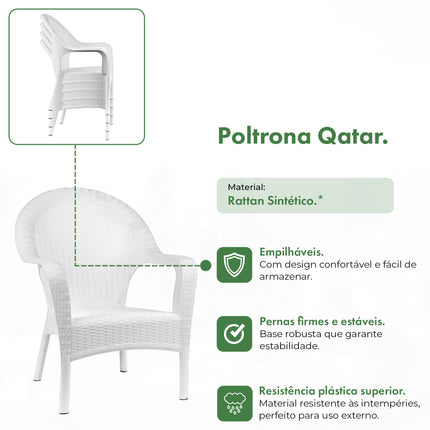 Kit 2 Poltronas de Jardim Rattan Qatar