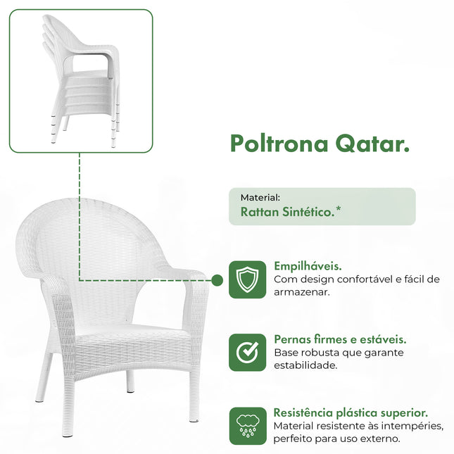 Kit 2 Poltronas de Jardim Rattan Qatar