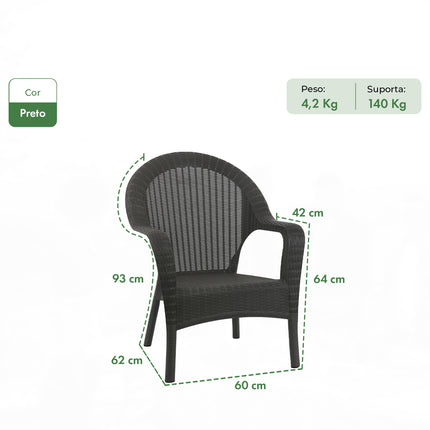 Kit 2 Poltronas de Jardim Rattan Qatar