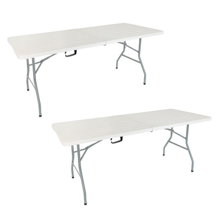 Kit 2 Mesas Picnic Dobrável 1,80m Vira Maleta Portátil Com Alça