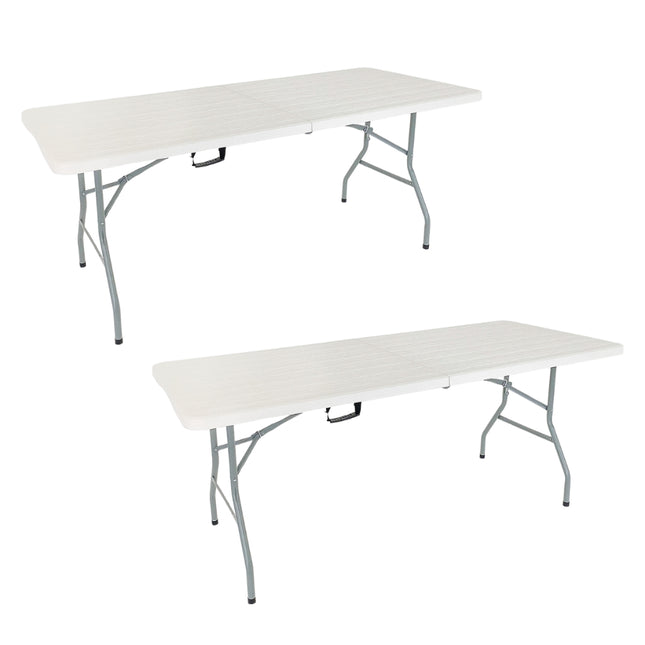 Kit 2 Mesas Picnic Dobrável 1,80m Vira Maleta Portátil Com Alça