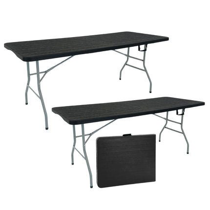 Kit 2 Mesas Picnic Dobrável 1,80m Vira Maleta Portátil Com Alça