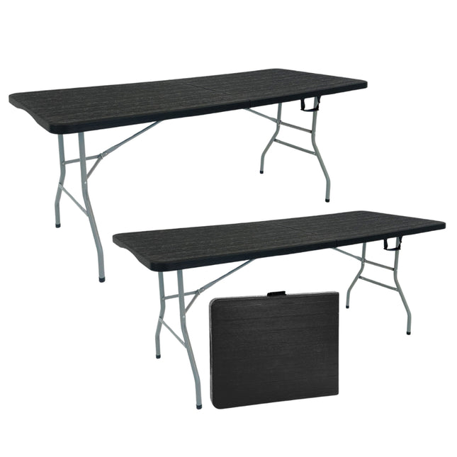 Kit 2 Mesas Picnic Dobrável 1,80m Vira Maleta Portátil Com Alça