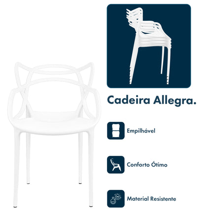 Kit 6 Cadeiras de Design Allegra Interior e Exterior