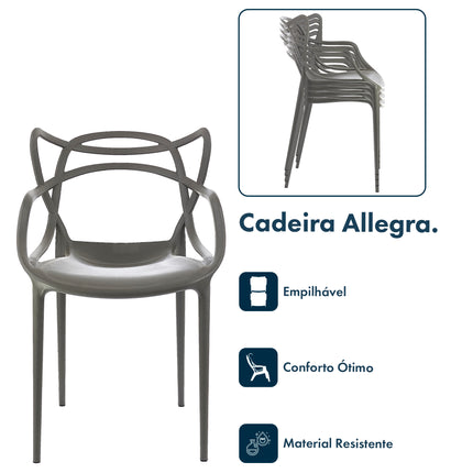 Kit 6 Cadeiras de Design Allegra Interior e Exterior