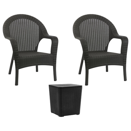 Kit 2 Poltronas de Jardim Rattan Qatar + Mesa Capri