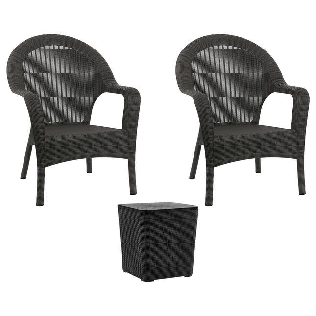 Kit 2 Poltronas de Jardim Rattan Qatar + Mesa Capri