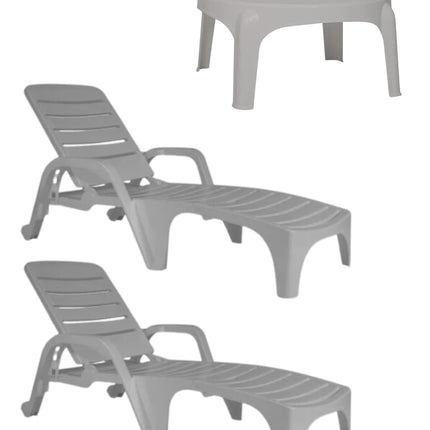 Kit 2 Espreguiçadeiras Copacabana + Mesa Puket