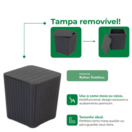 Kit 2 Poltronas de Jardim Rattan Qatar + Mesa Capri