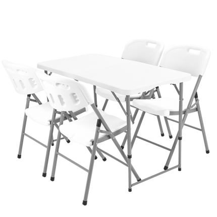 Mesa Picnic Dobrável Portátil Vira Maleta Com Alça 1,20m + 4 Cadeiras Paris Dobrável