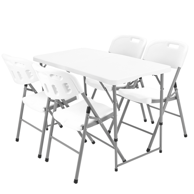 Mesa Picnic Dobrável Portátil Vira Maleta Com Alça 1,20m + 4 Cadeiras Paris Dobrável