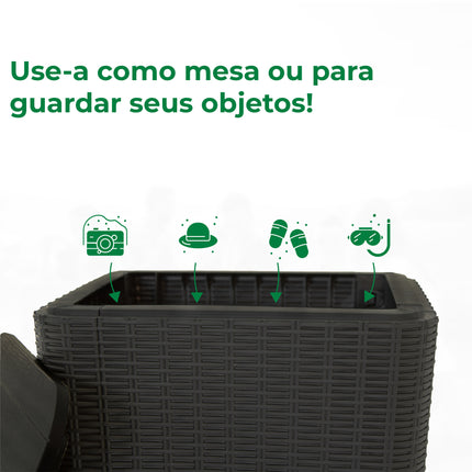Kit 2 Poltronas de Jardim Rattan Qatar + Mesa Capri