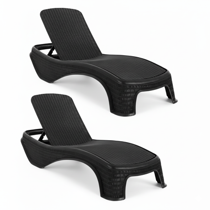 Kit 2 Espreguiçadeiras Dubai Premium Fibra Reclinável Praia Piscina